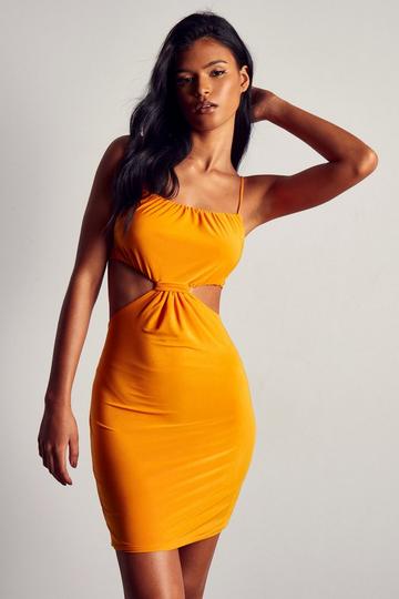 Double Layer Knot Cut Out Mini Dress orange