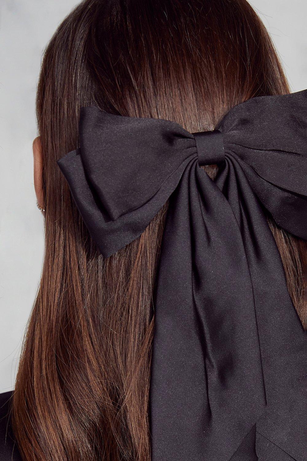 Nasty Gal Womens Satin Ribbon Hair Bow - Black