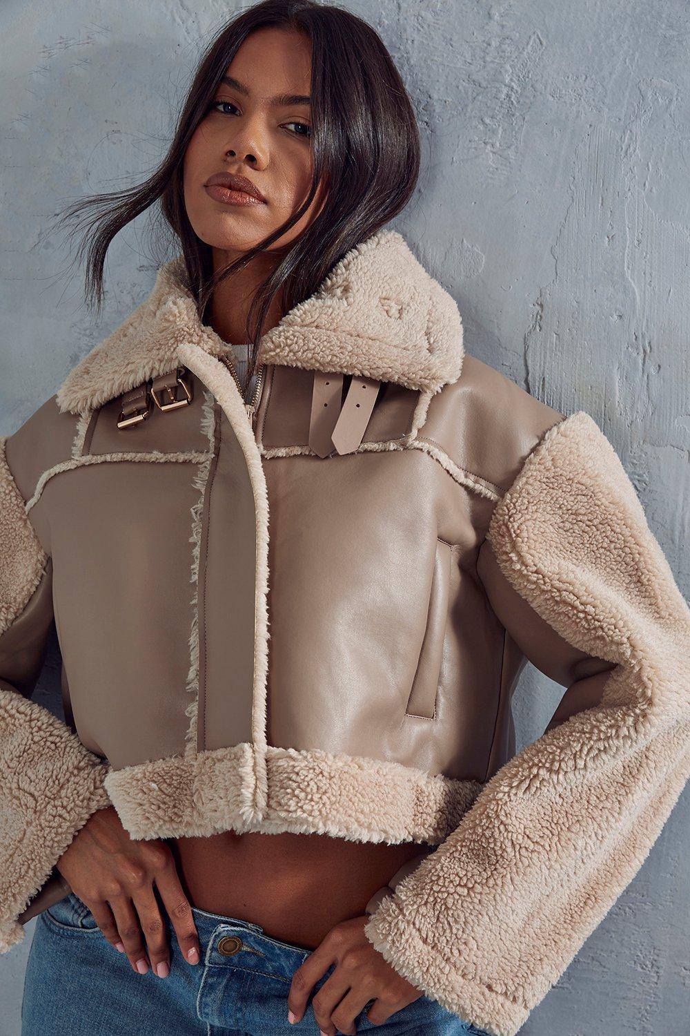 Boohoo cropped outlet aviator jacket