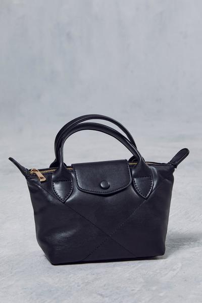 MissPap black Leather Look Quilted Mini Tote Bag