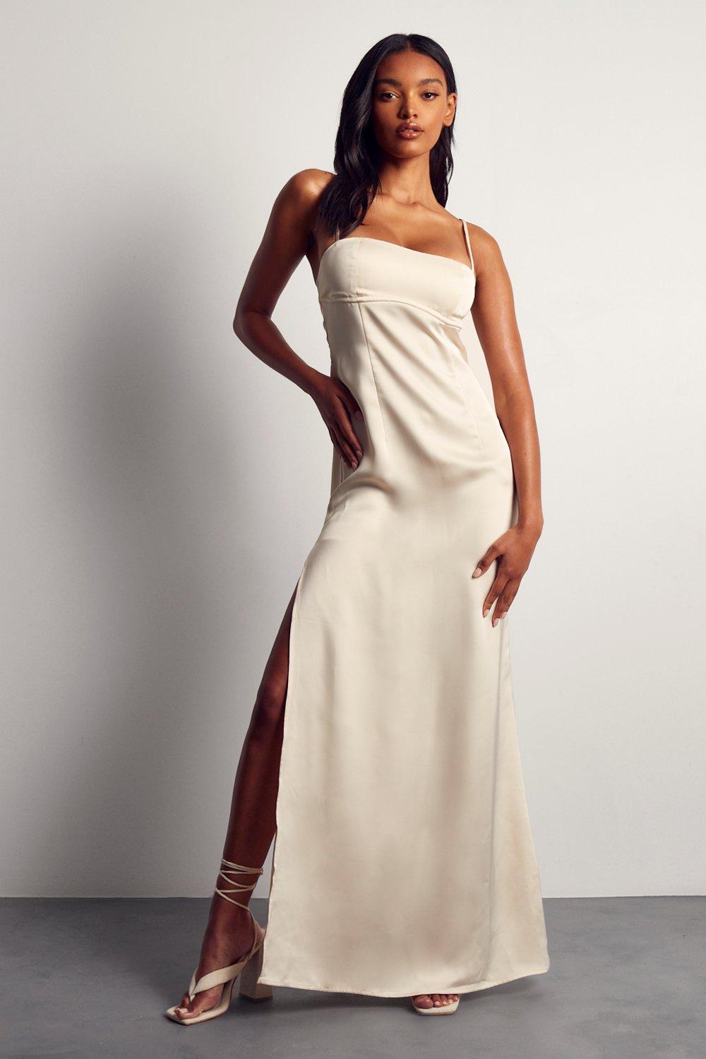 Ivory silk best sale maxi dress