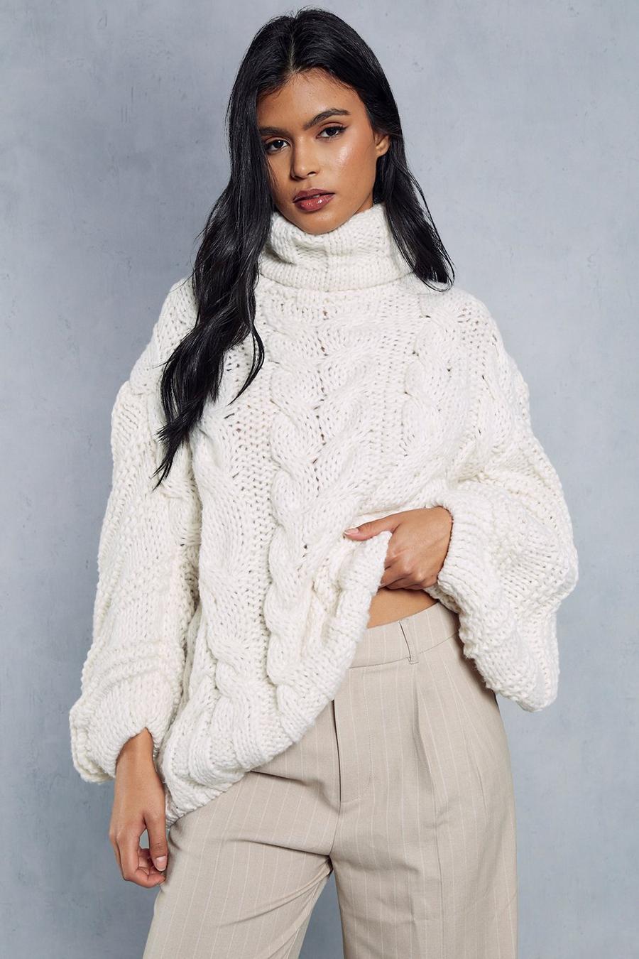 Cream Premium Chunky Cable Knit Jumper image number 1