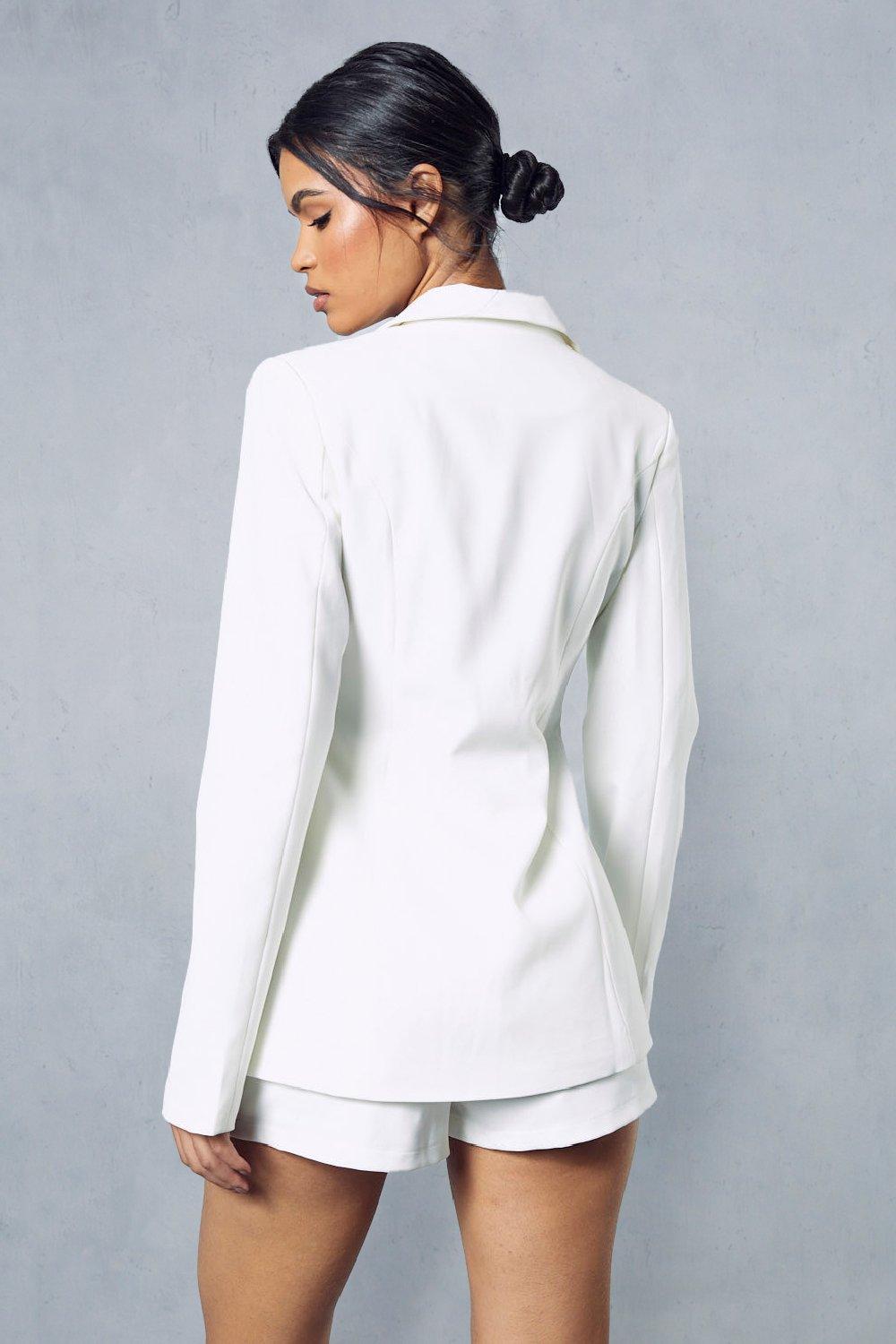 White tailored high waisted shorts sales