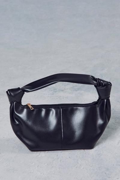 MissPap black Leather Look Knot Handle Grab Bag