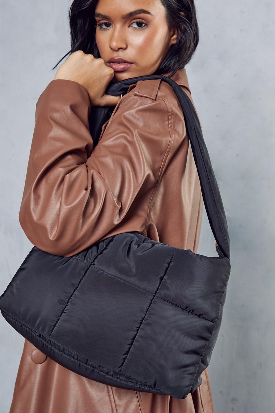 Black Quilted Puffer Shoulder Bag  image number 1