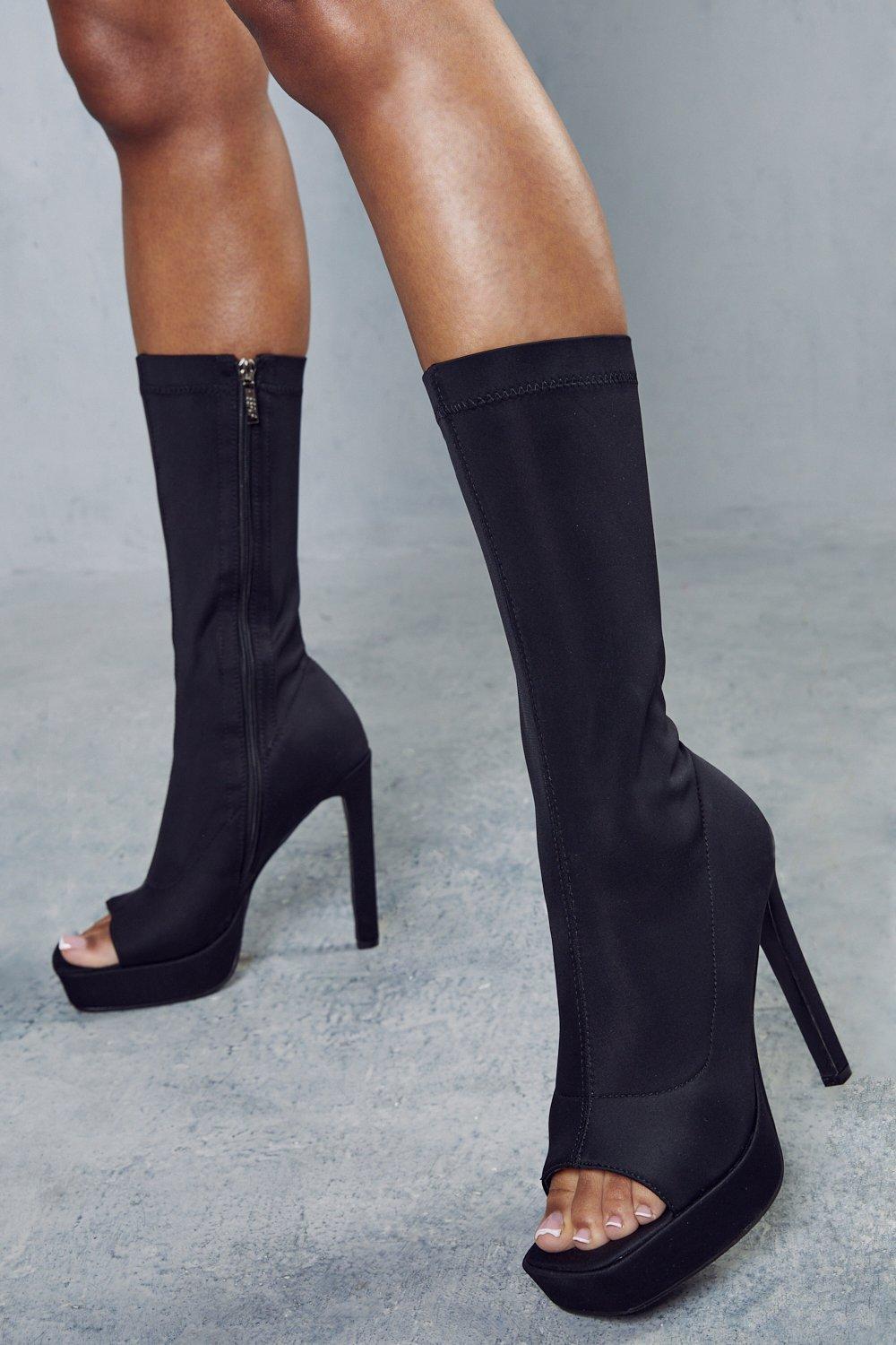 Open toe black on sale boots