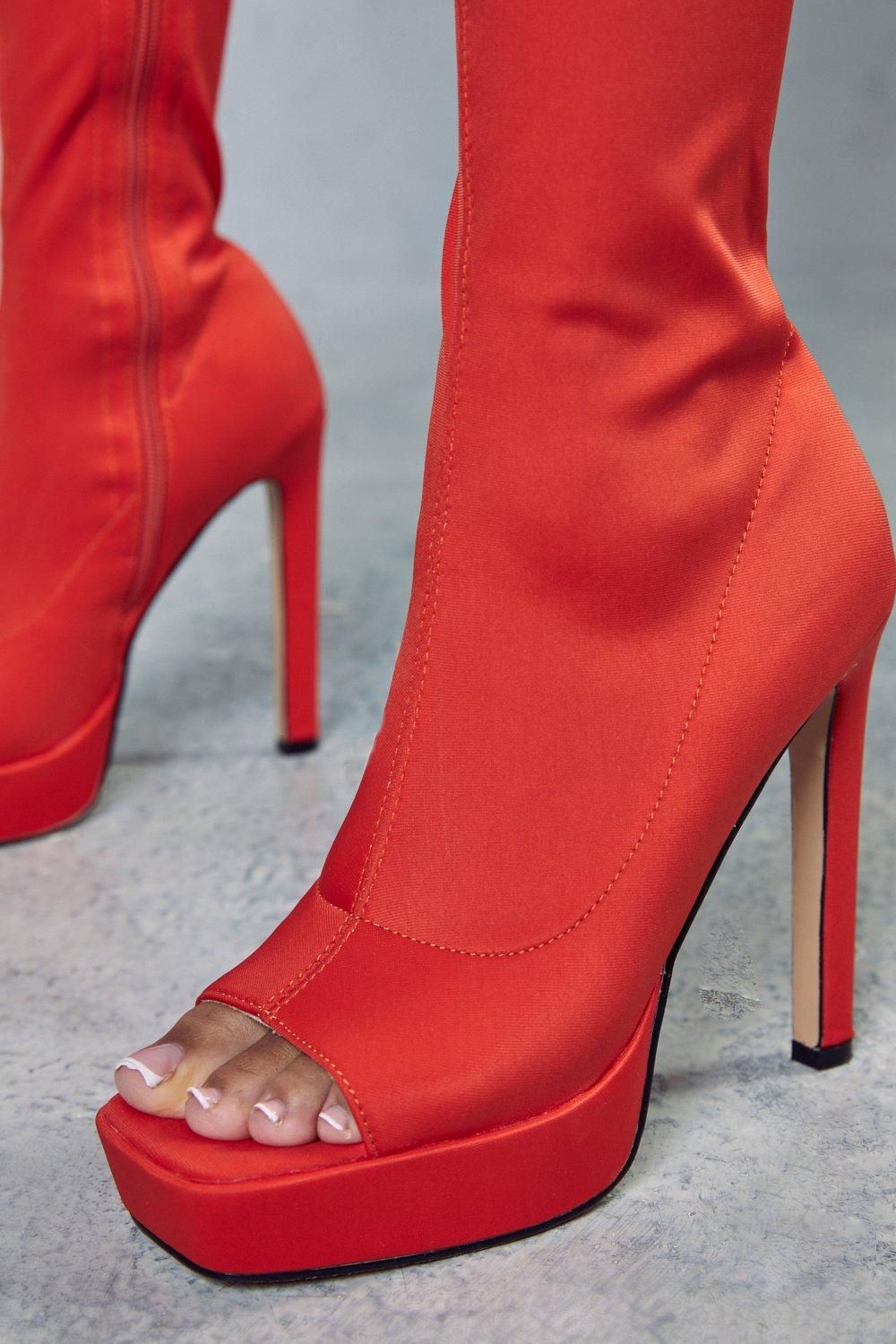 Orange peep hot sale toe booties