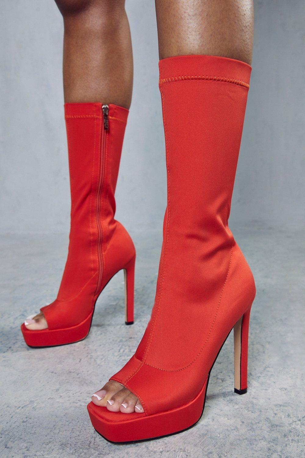 Peep toe 2024 heeled boots