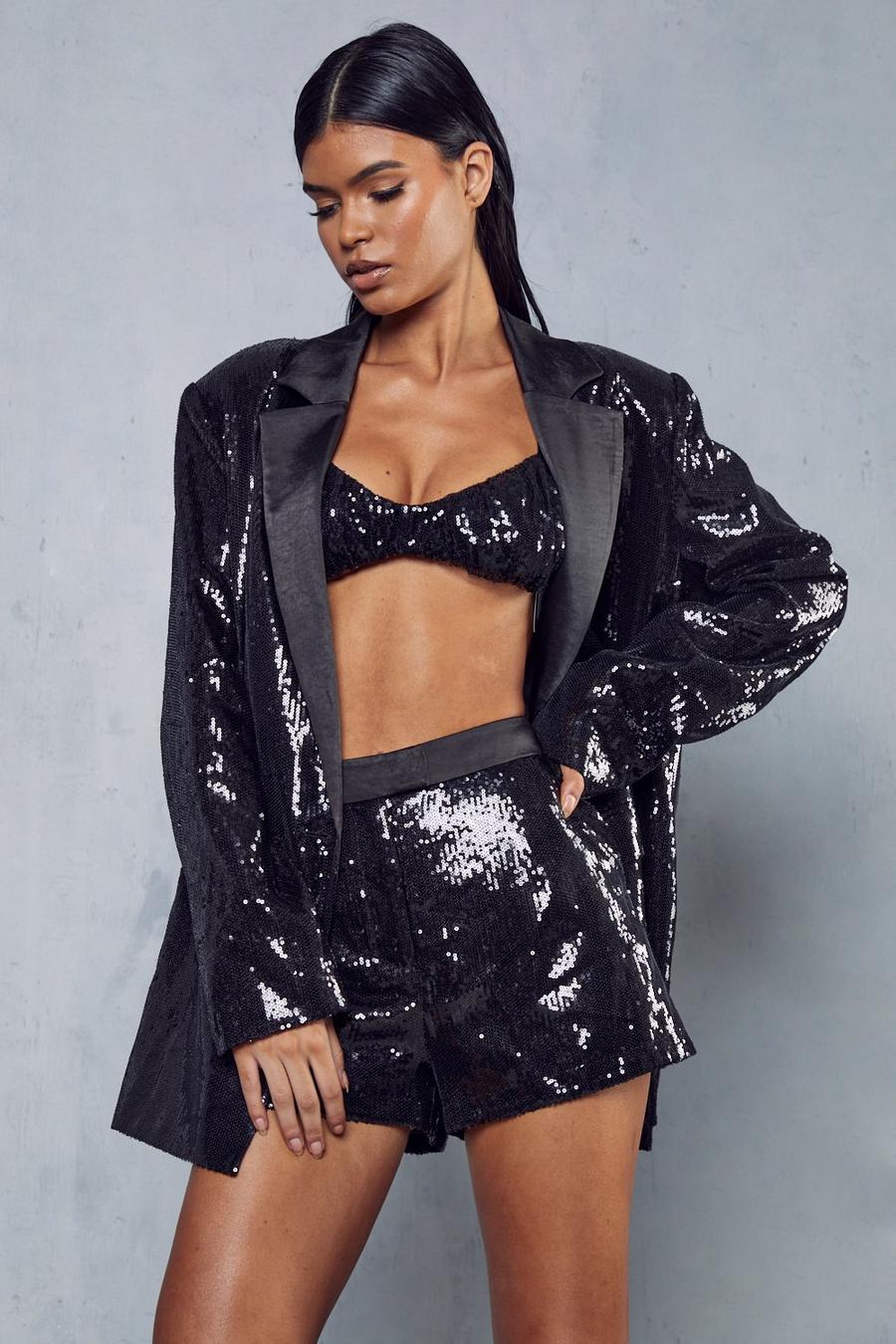 Black Premium Sequin Two Piece Co-ord image number 1
