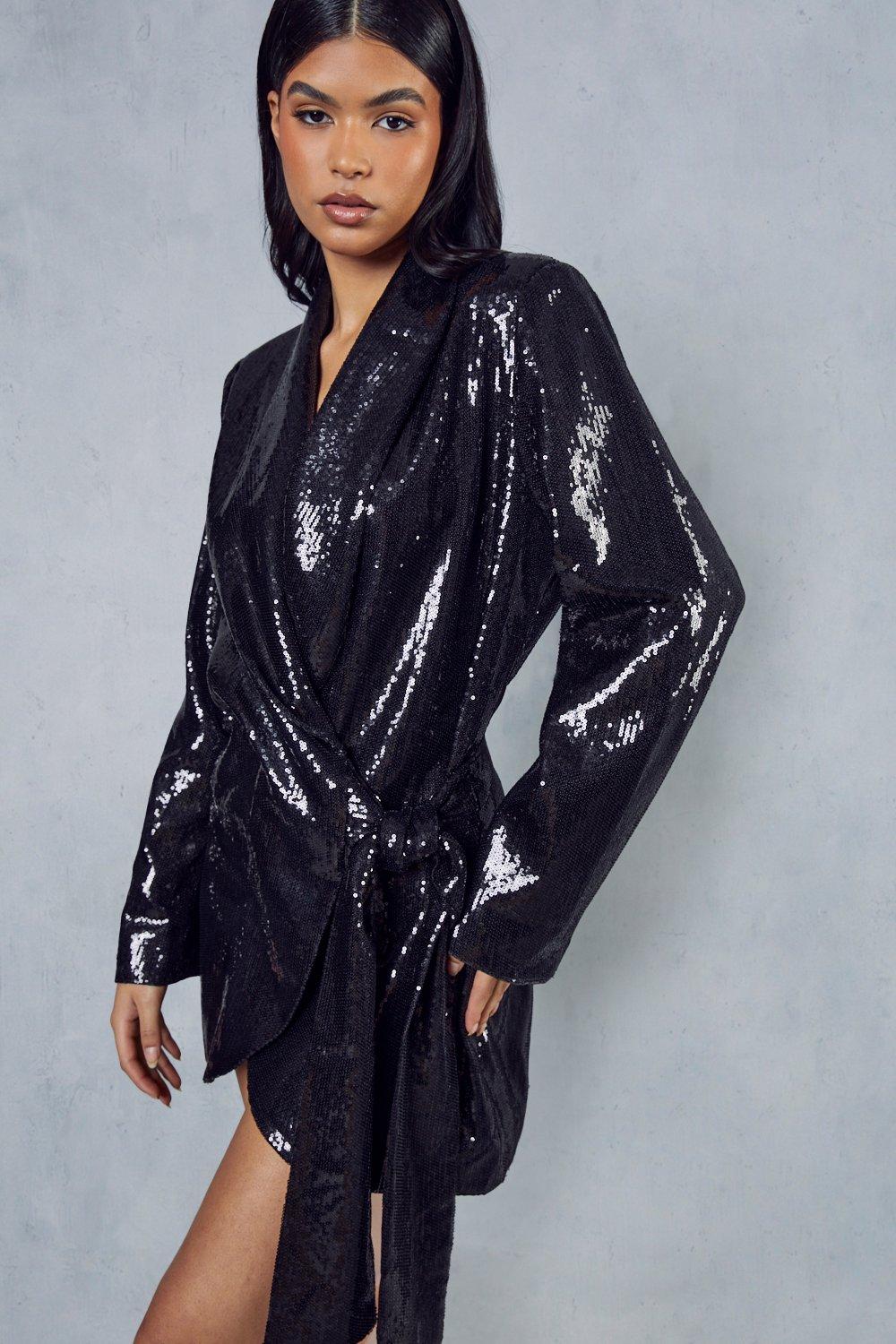 Missguided sequin 2024 wrap dress