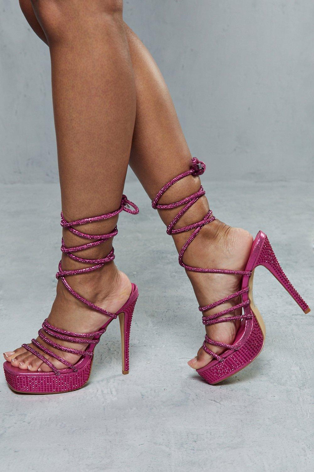 Hot pink lace up hot sale heels