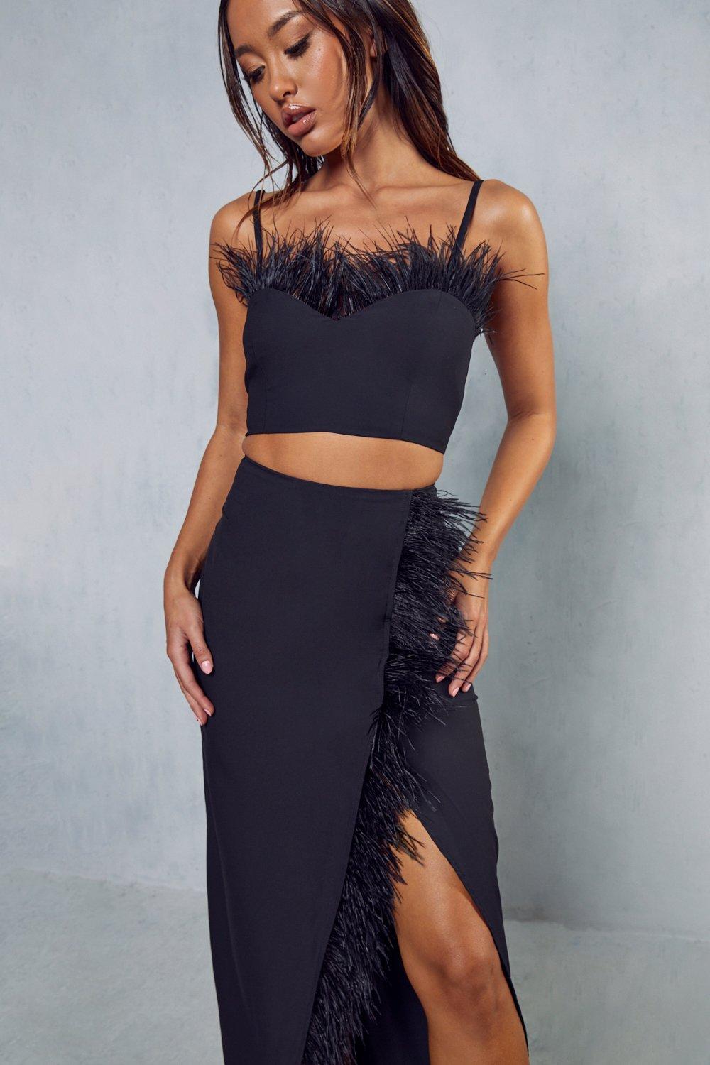 Premium Feather Top Wrap Skirt Co ord