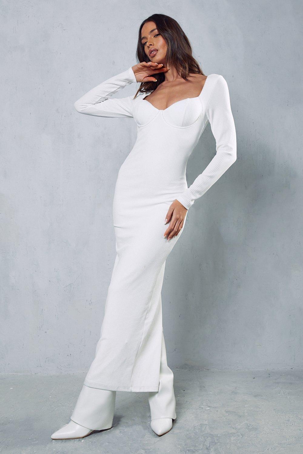 Boohoo white maxi outlet dress