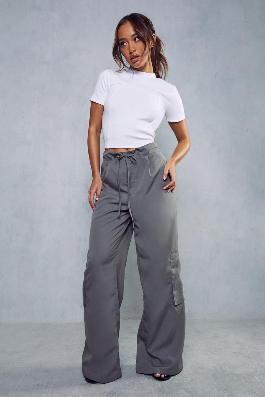 Charcoal Low Rise Cargo Trousers image number 1