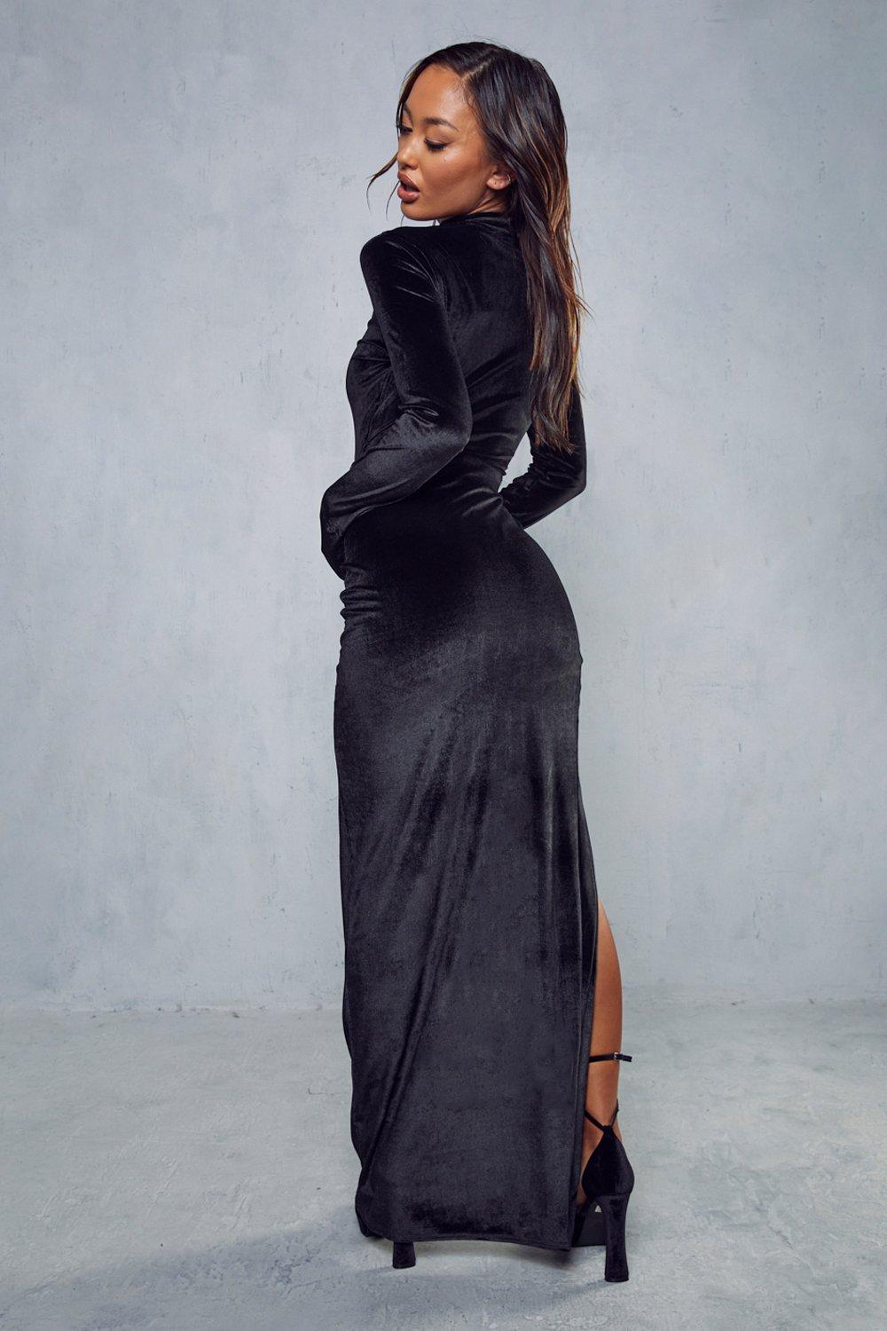 Long black velvet evening skirt store