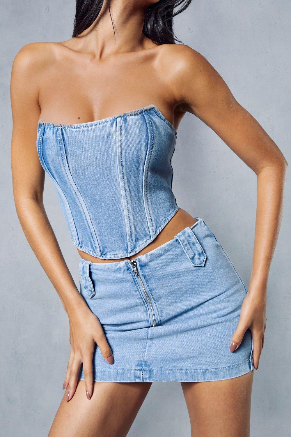 Denim Cropped Corset Top