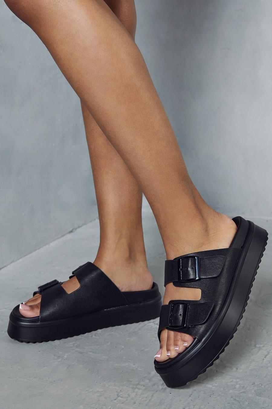 Misspap Leather Look Platform Sandals | Boohoo UK