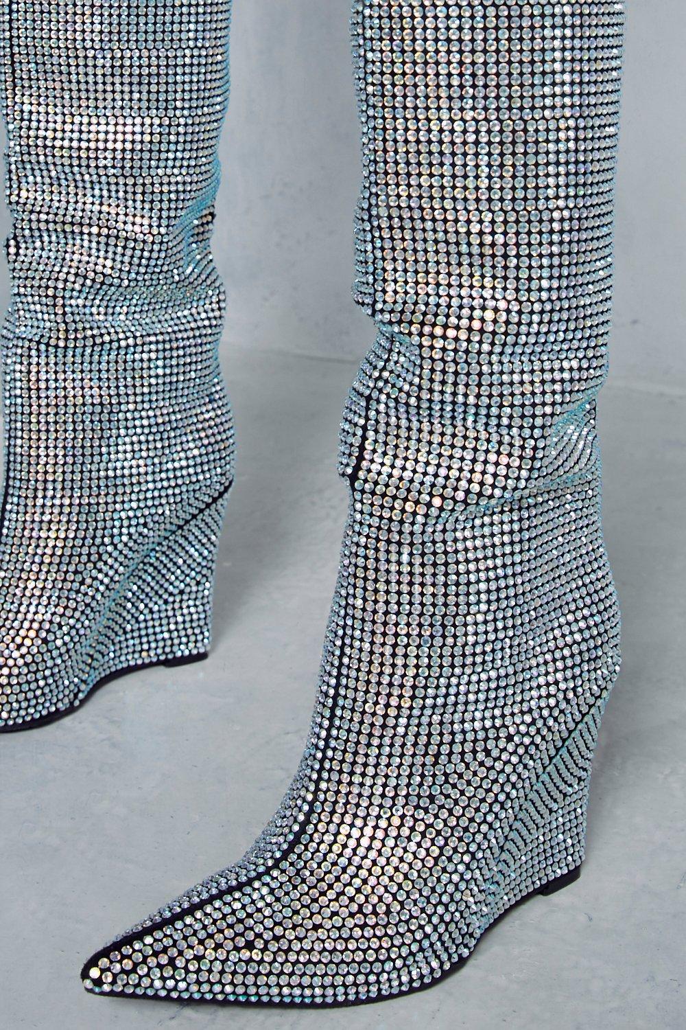 Silver hot sale wedge booties