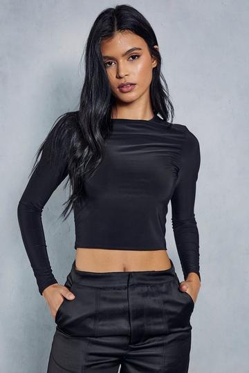 Slinky Double Layer Long Sleeve Top black