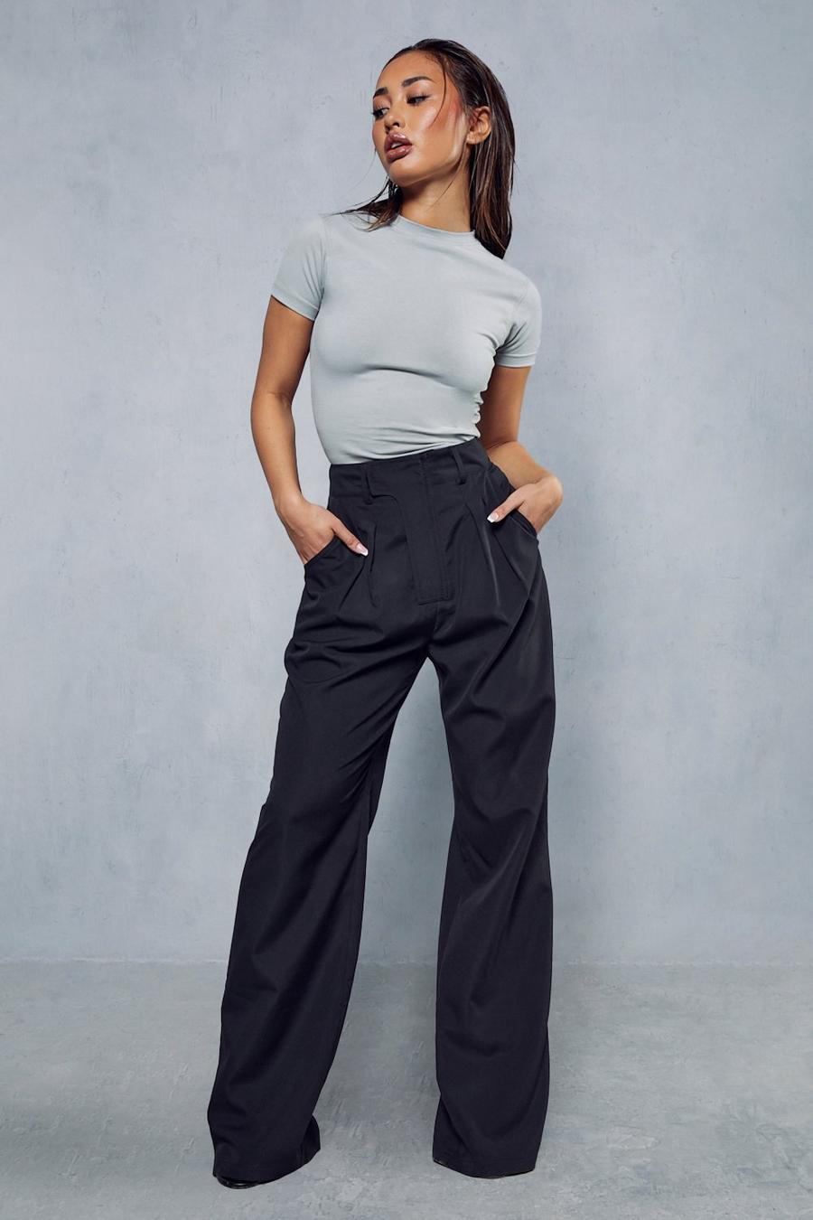 Black Pleat Front Relaxed Trousers image number 1