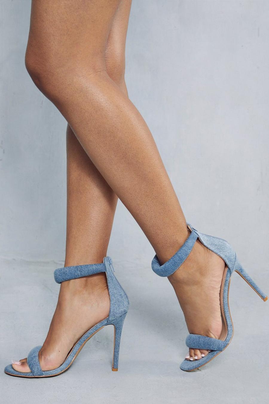Blue Denim Padded Barely There Heels