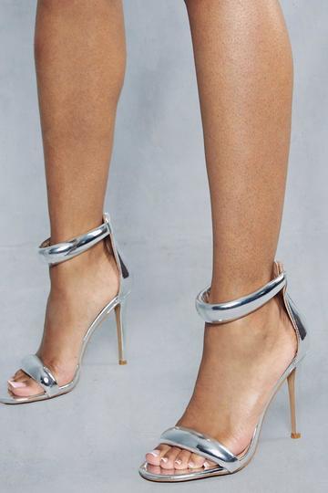 Metallic Padded Barely There Heels silver
