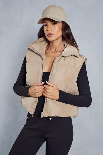 Drawstring Detail Cropped Gilet stone