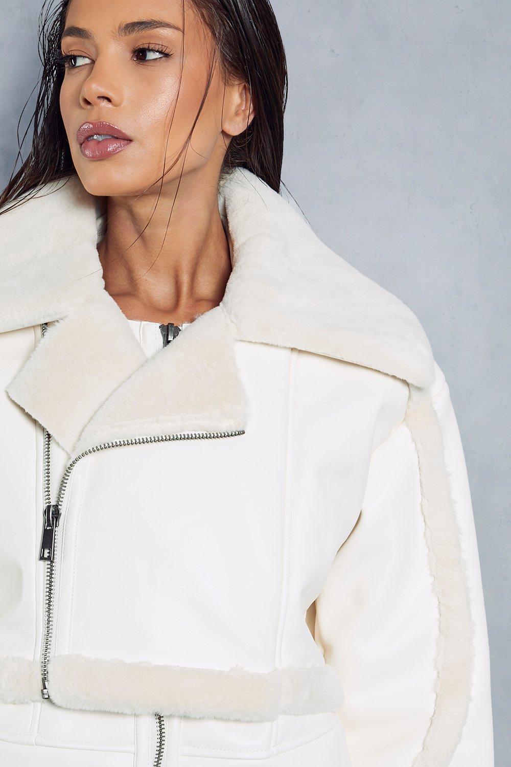 Faux shearling discount zip double jacket