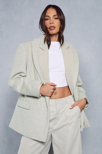 Premium Wool Look Oversized Jacket stone