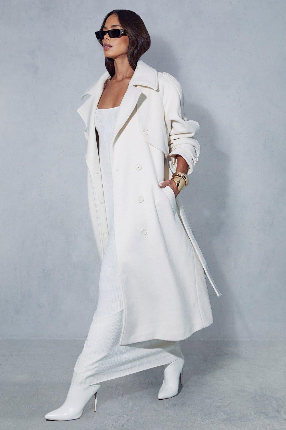 Long cream trench outlet coat