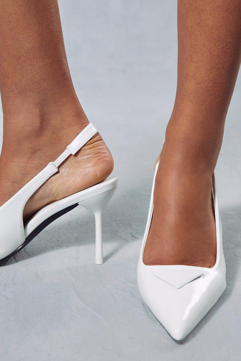 White hot sale pointed slingbacks