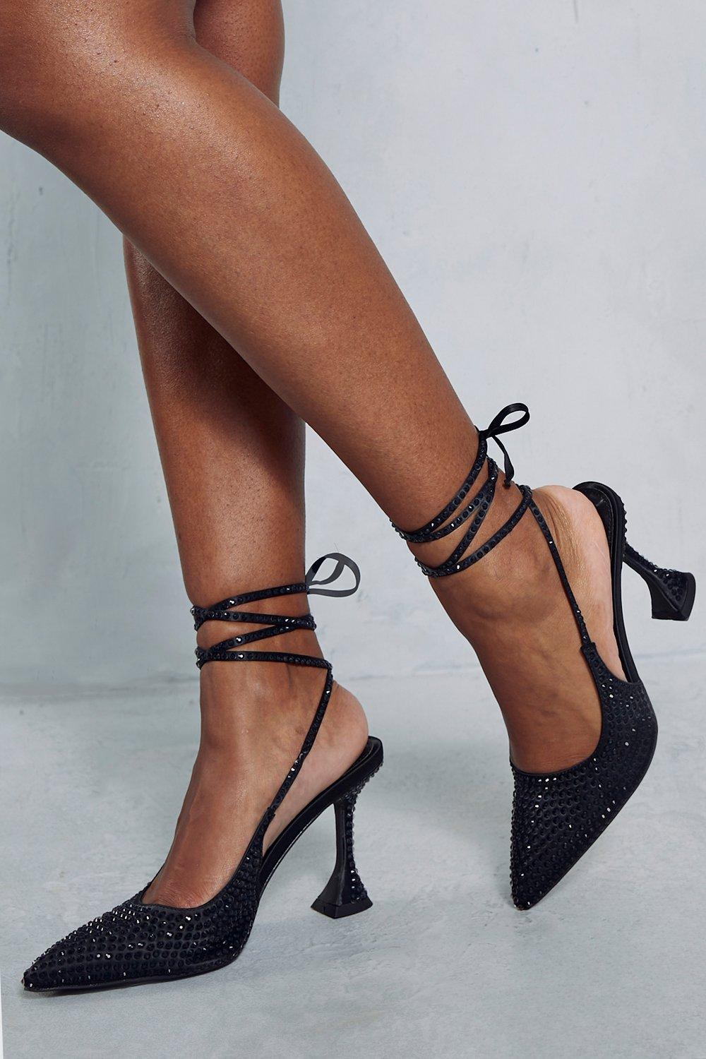 Black mid best sale high heels