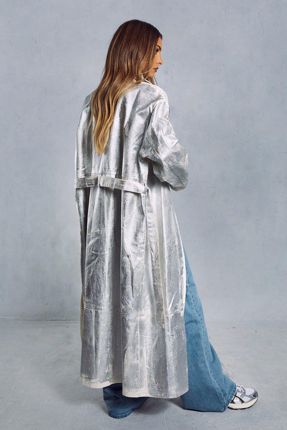 Silver on sale trench coat