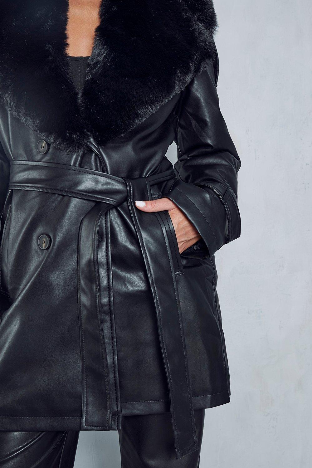 Trench coat clearance with fur collar