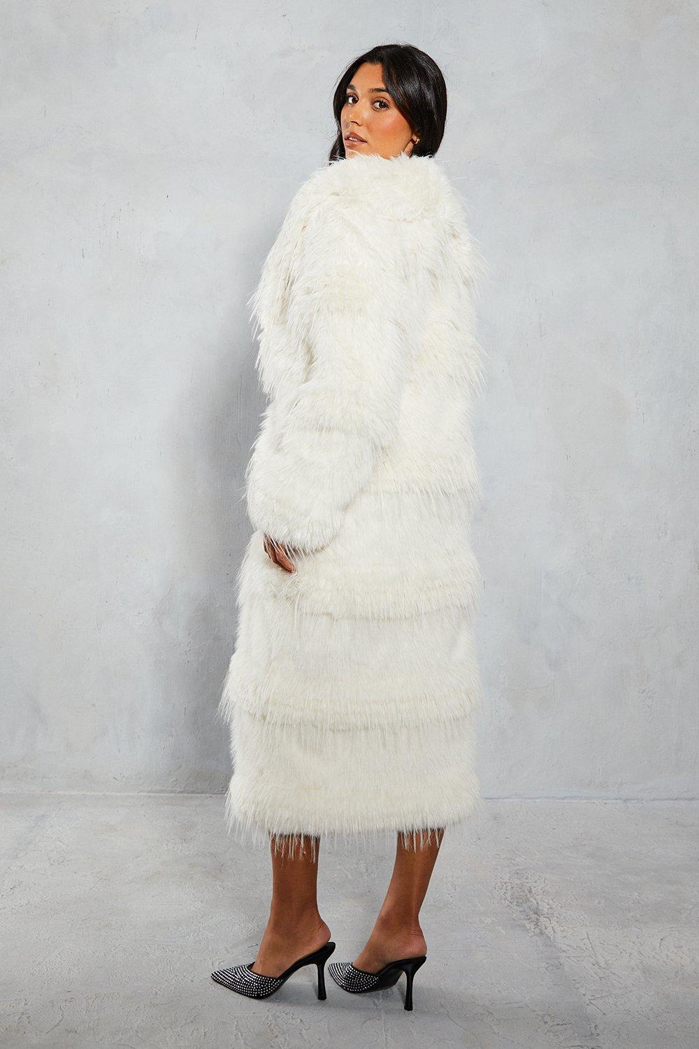 Excelled faux fur hotsell maxi coat with hood