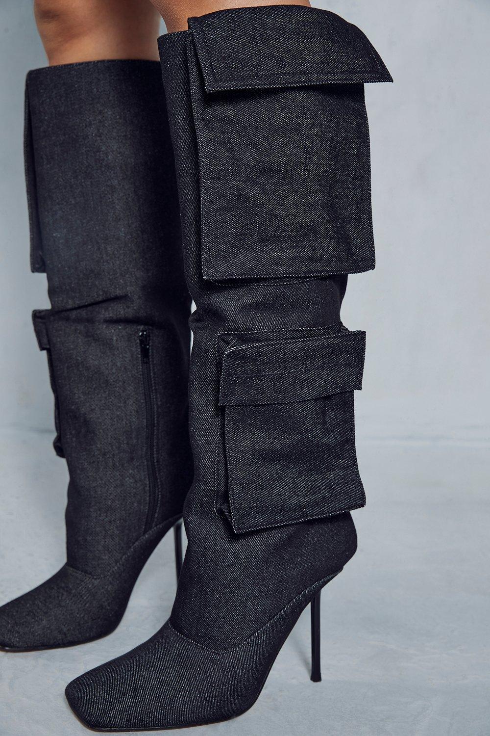 Boohoo knee high on sale boots