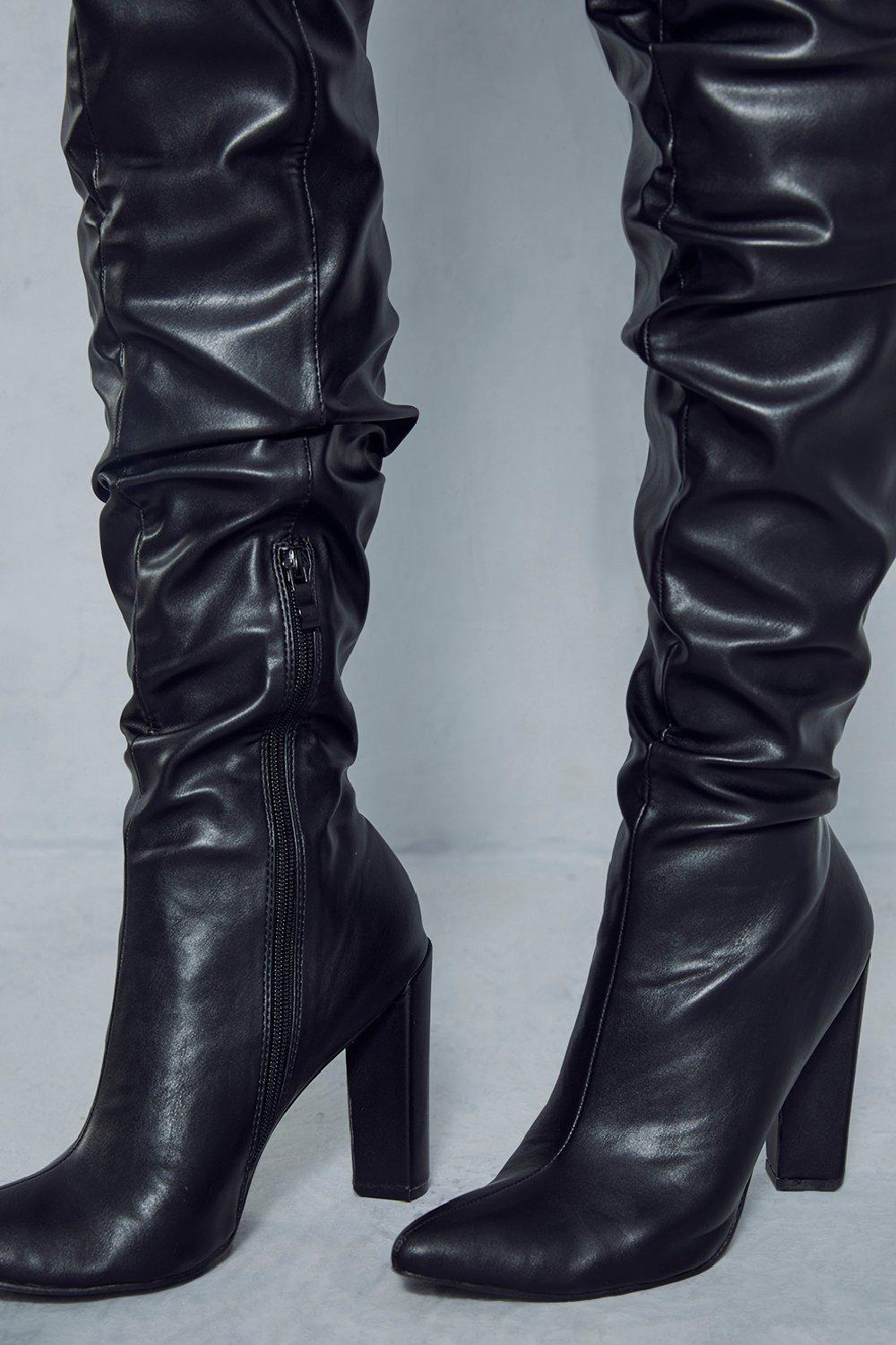 Ruched 2024 leather boots