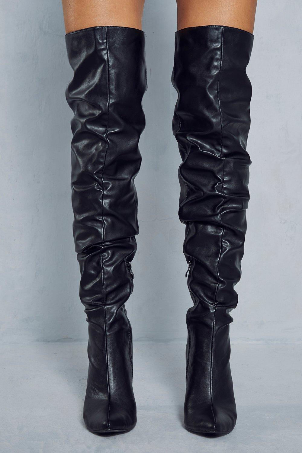 Leather look over the knee boots sale