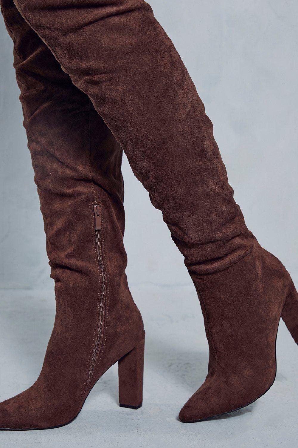 Taupe suede over the best sale knee boots