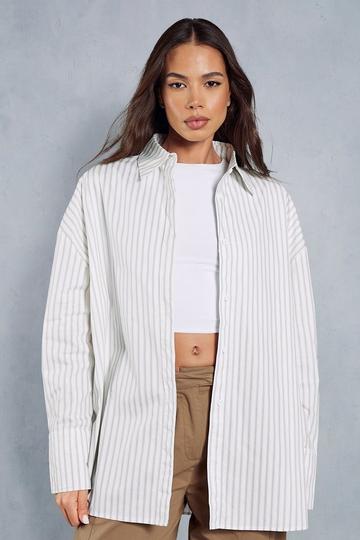 White Pinstripe Oversized Shirt