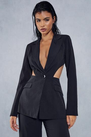 Cut Out Tailored Oversized Blazer black