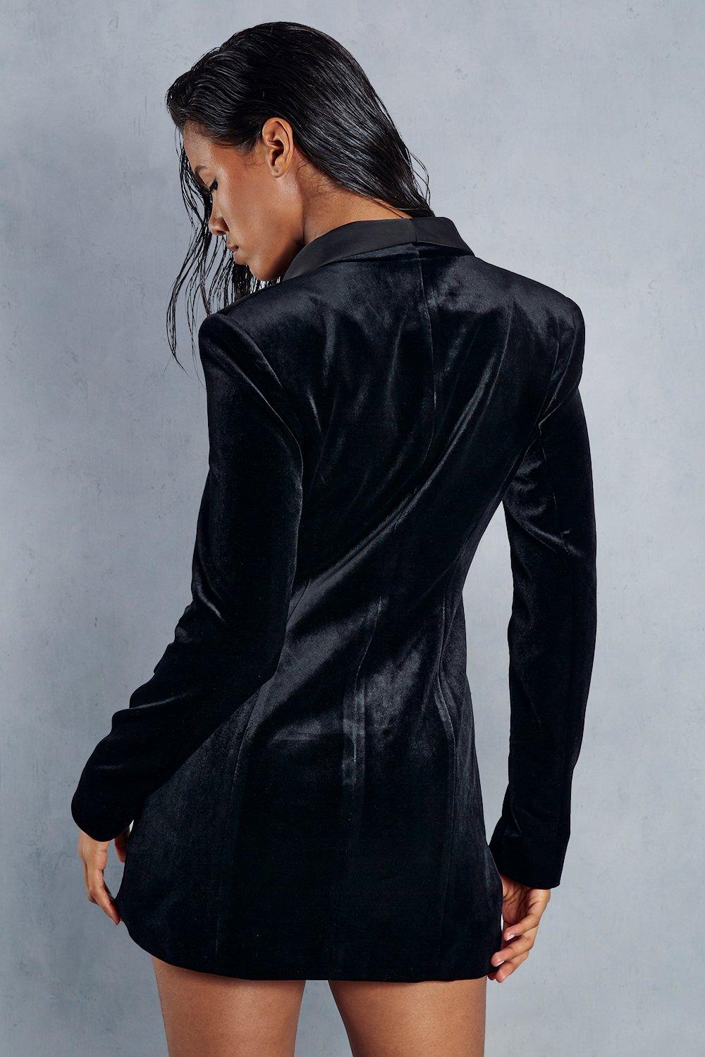 Long black cheap velvet jacket