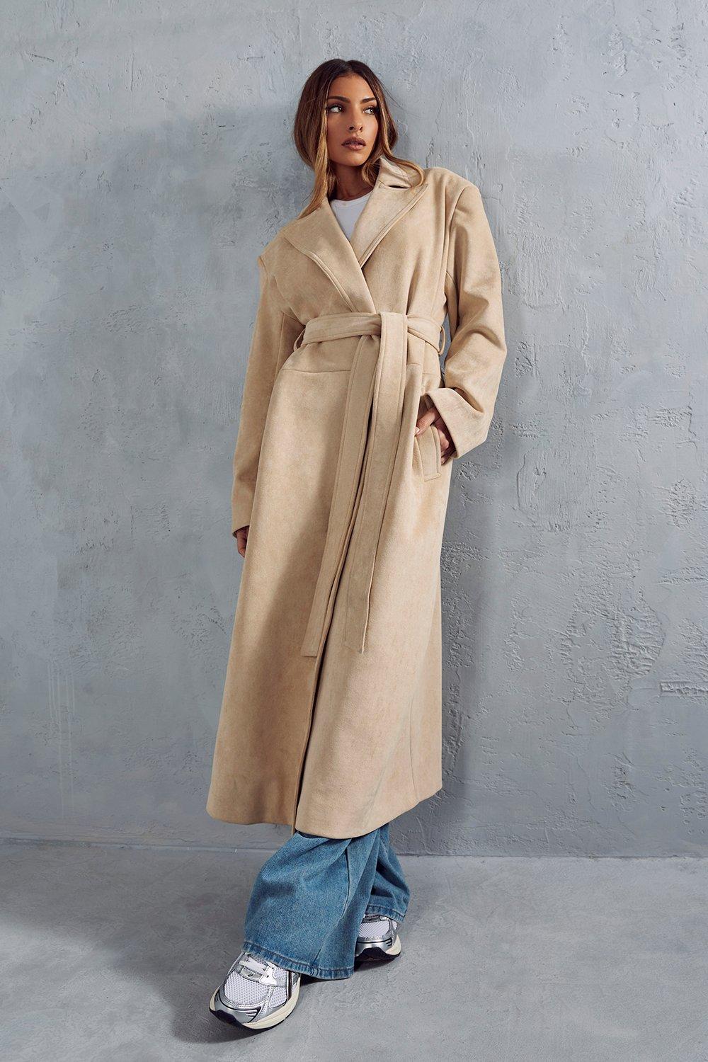 Faux suede 2025 trench coat