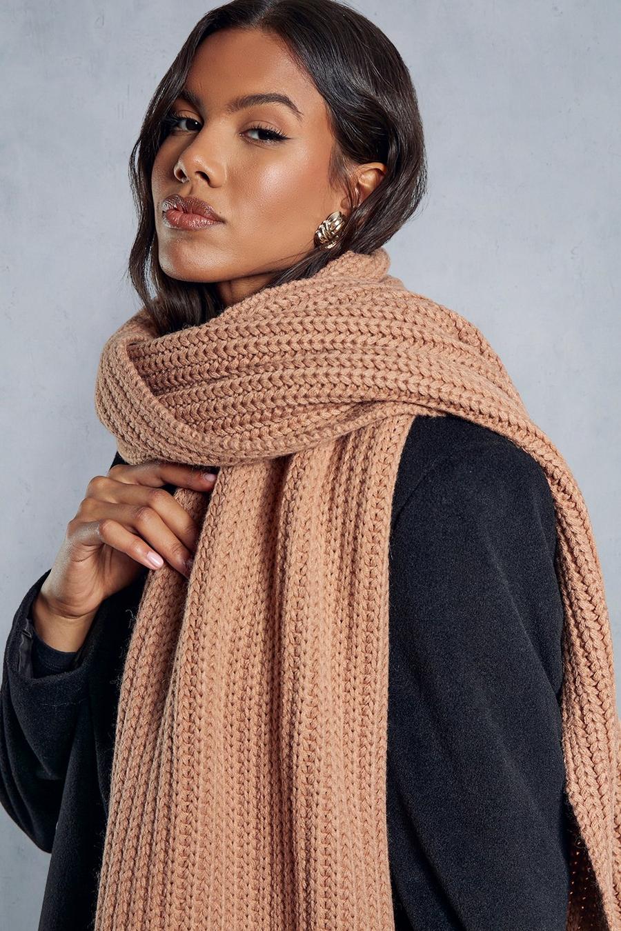 Stone beige Knitted Oversized Scarf