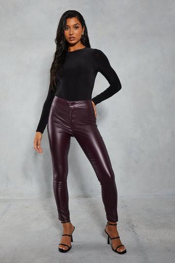 Denim Coated Skinny Jean burgundy