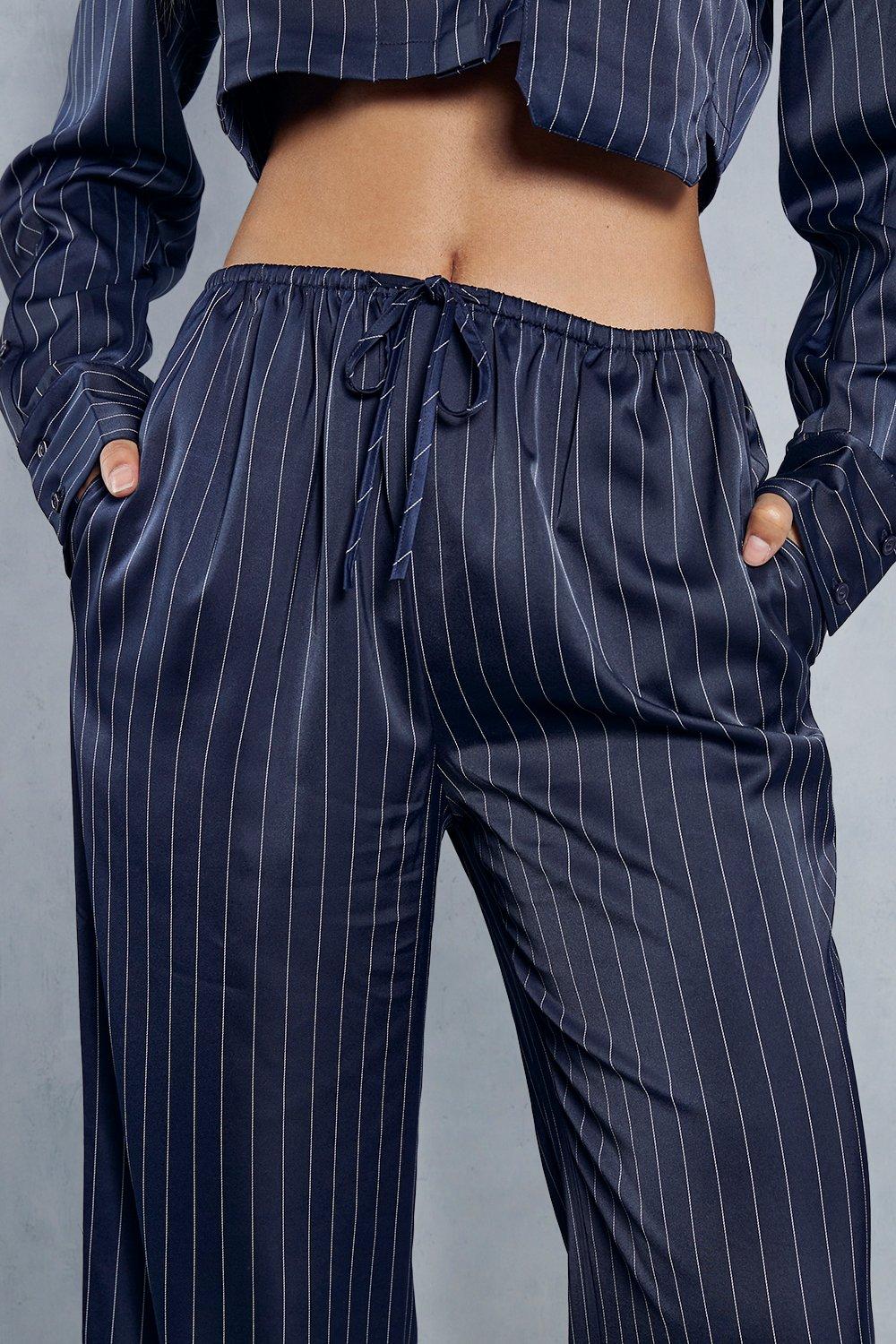 Pinstripe hot sale drawstring trousers