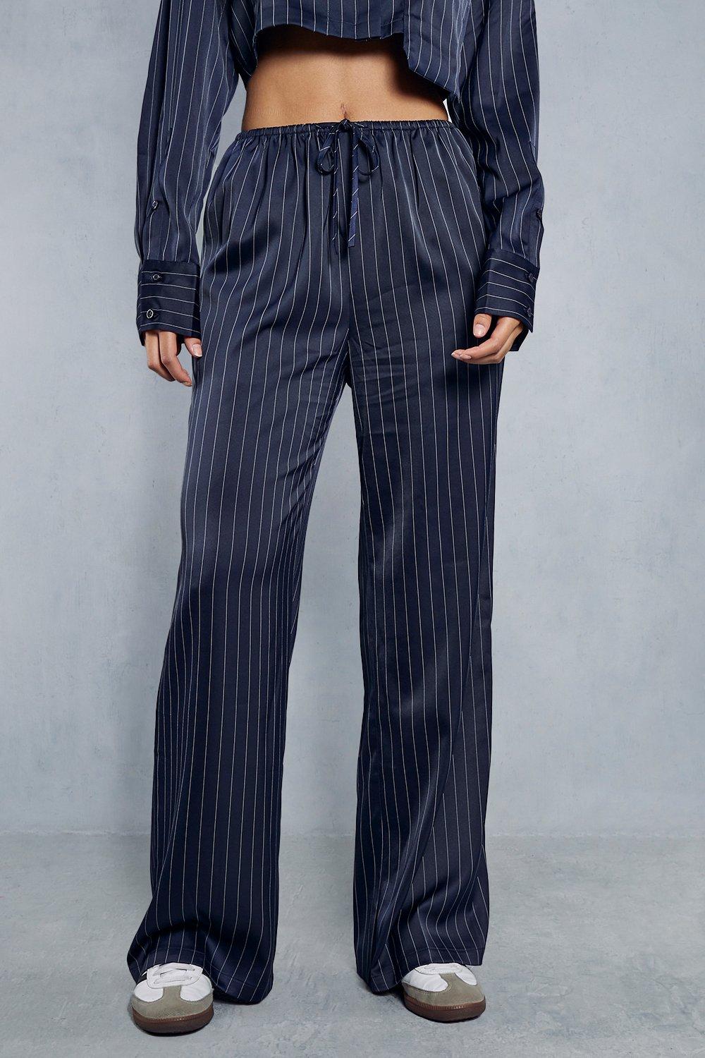 Pinstripe store drawstring pants