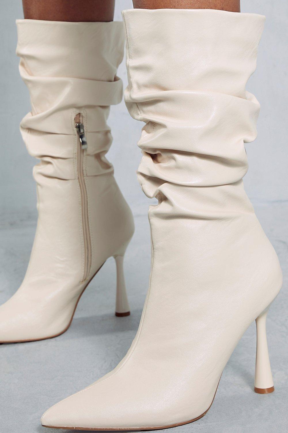 Ruched leather 2024 ankle boots