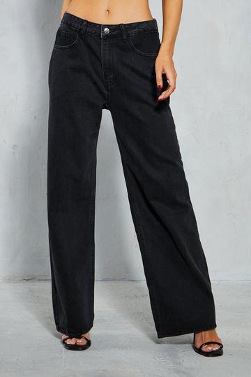 Denim Low Rise Relaxed Wide Leg Jean washed black