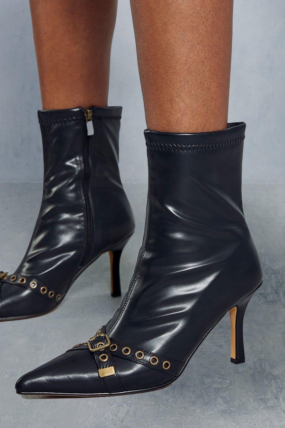 Black ankle boots with metal detail best sale